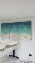 Load and play video in Gallery viewer, Blue, Turquoise 3 piece artwork
